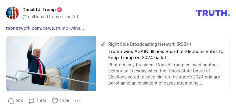 Post image from Donald Trump