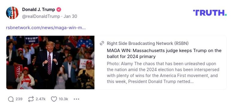 Post image from Donald Trump