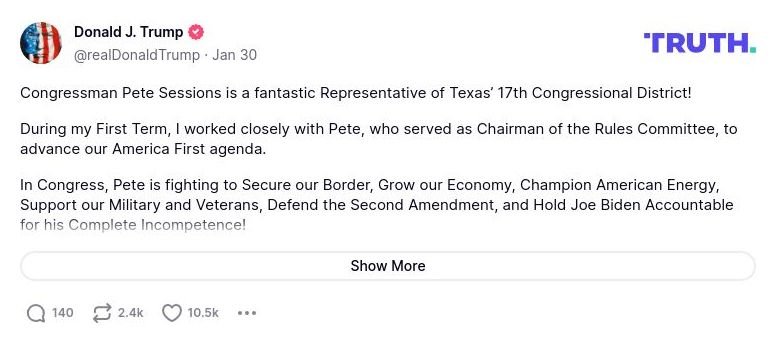 Post image from Donald Trump