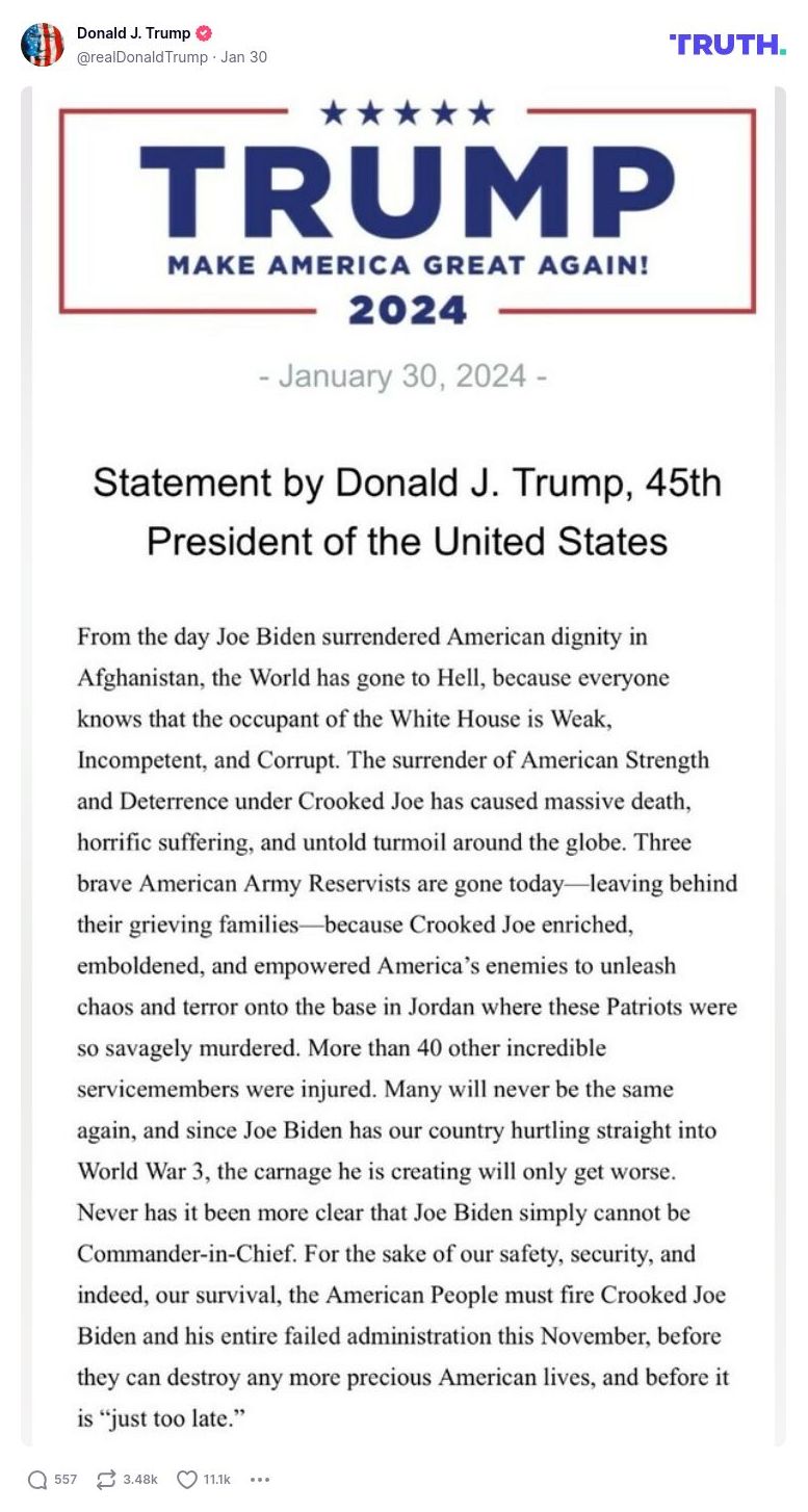 Post image from Donald Trump