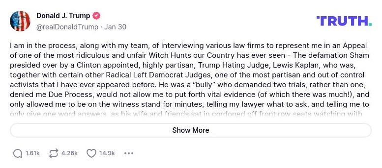 Post image from Donald Trump