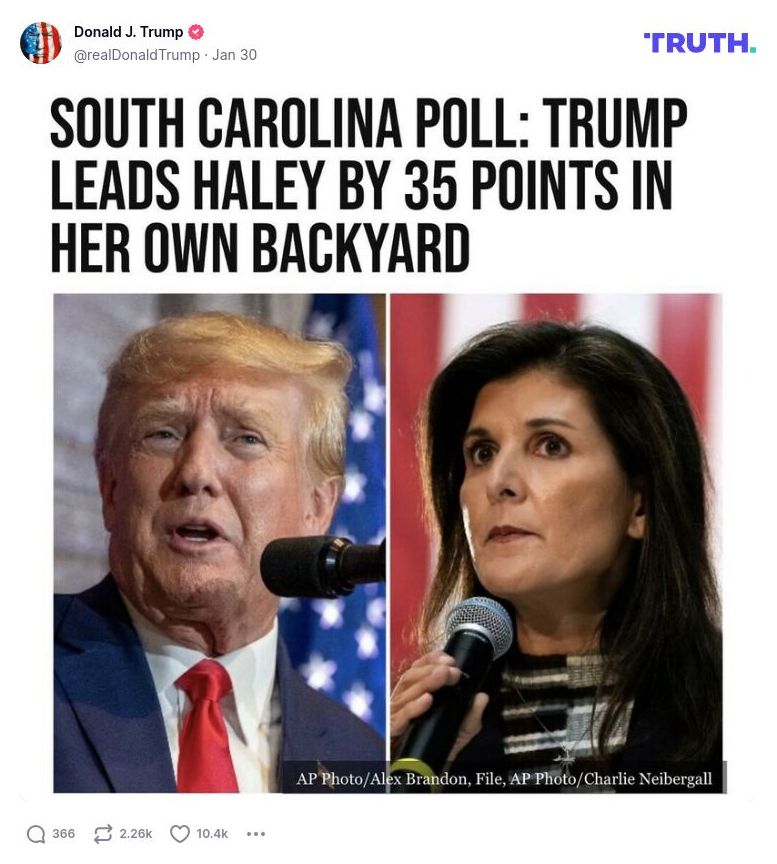 Post image from Donald Trump