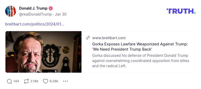 Post image from Donald Trump