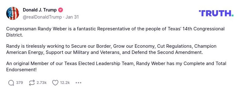 Post image from Donald Trump