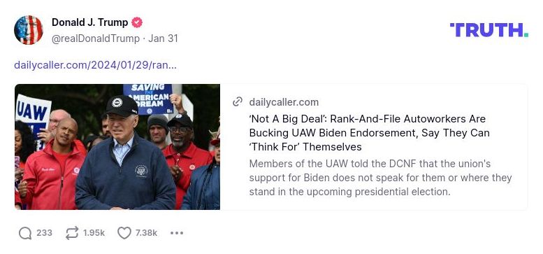 Post image from Donald Trump