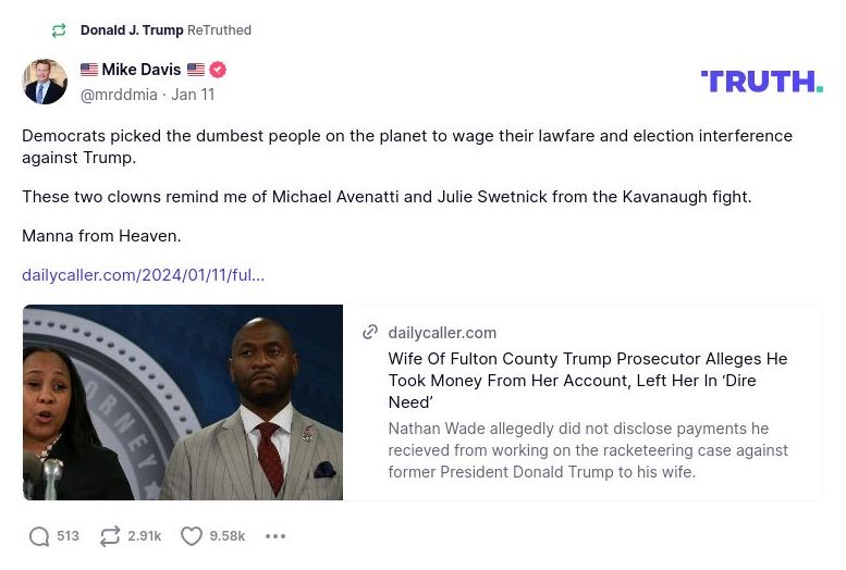 Post image from Donald Trump