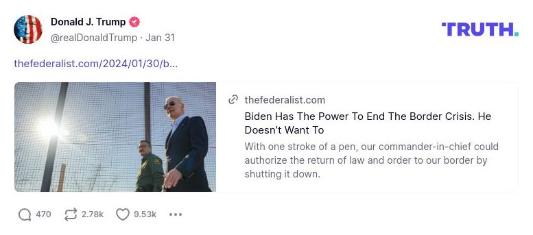 Post image from Donald Trump