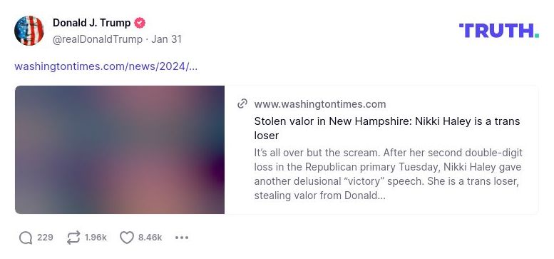 Post image from Donald Trump