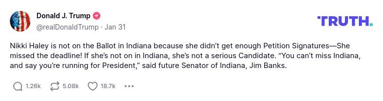 Post image from Donald Trump