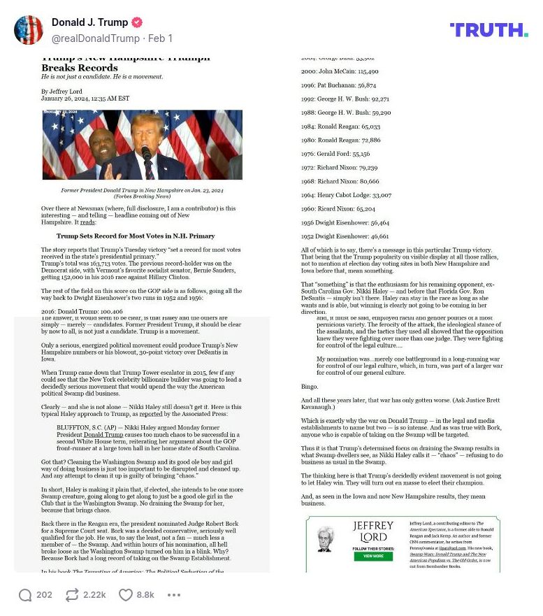 Post image from Donald Trump