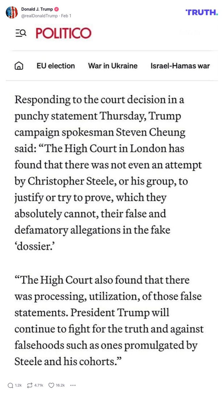 Post image from Donald Trump