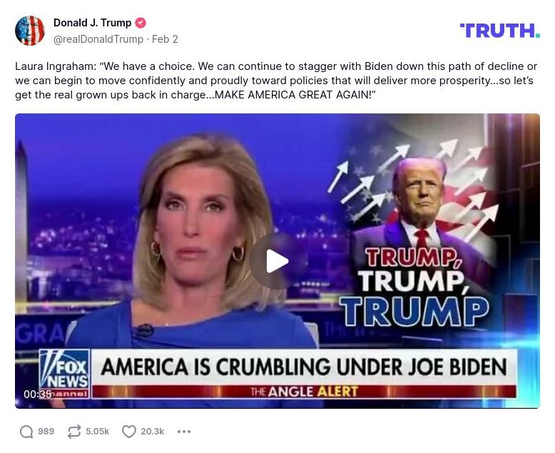 Post image from Donald Trump