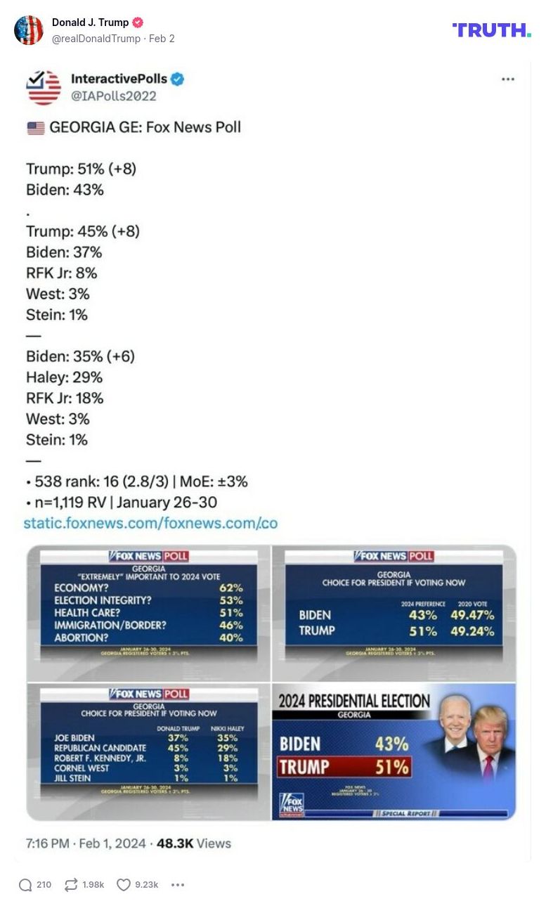 Post image from Donald Trump