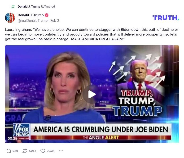 Post image from Donald Trump