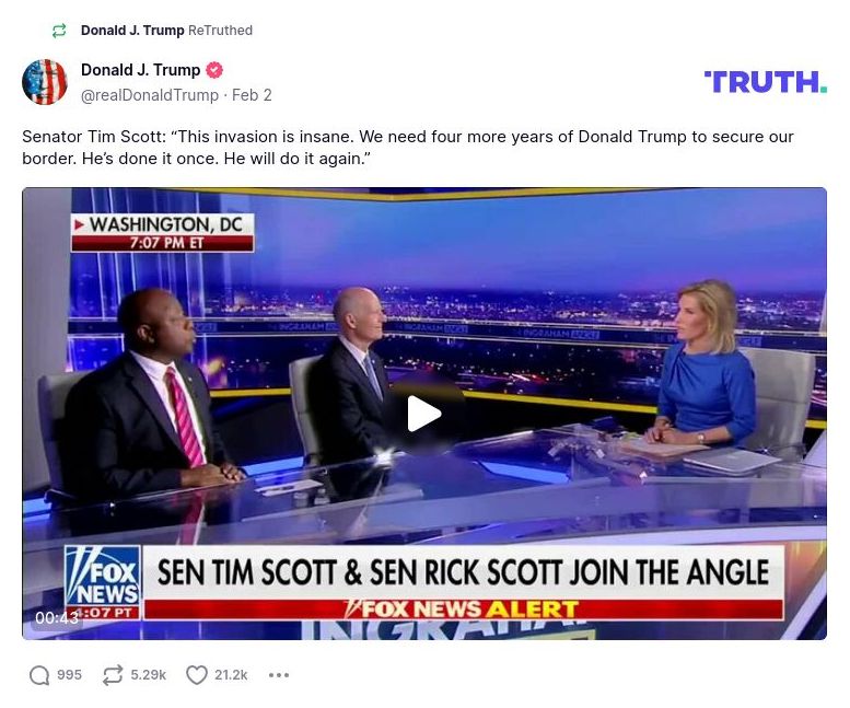 Post image from Donald Trump