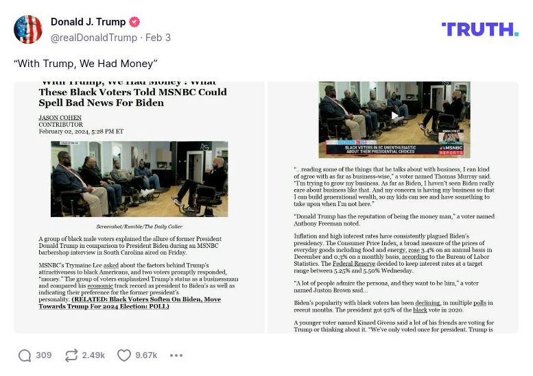 Post image from Donald Trump