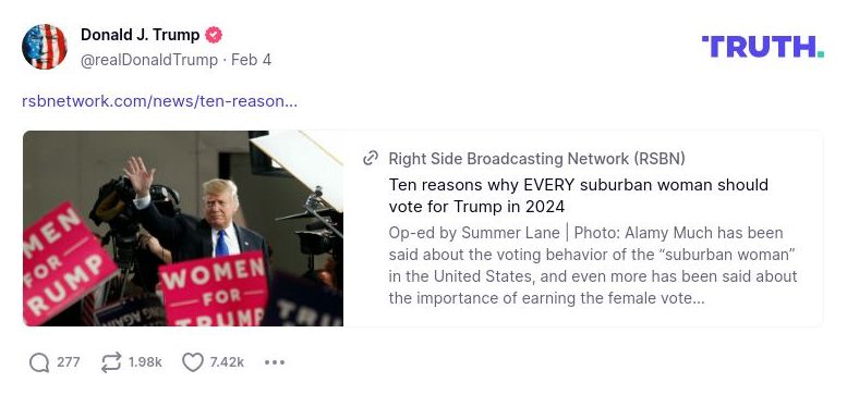 Post image from Donald Trump