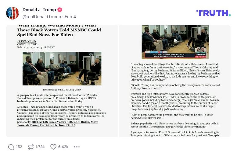 Post image from Donald Trump