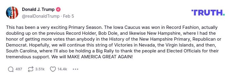 Post image from Donald Trump