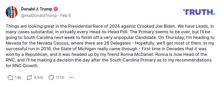 Post image from Donald Trump