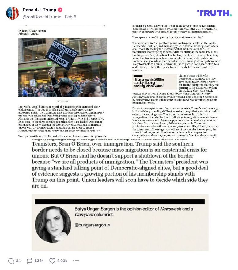 Post image from Donald Trump