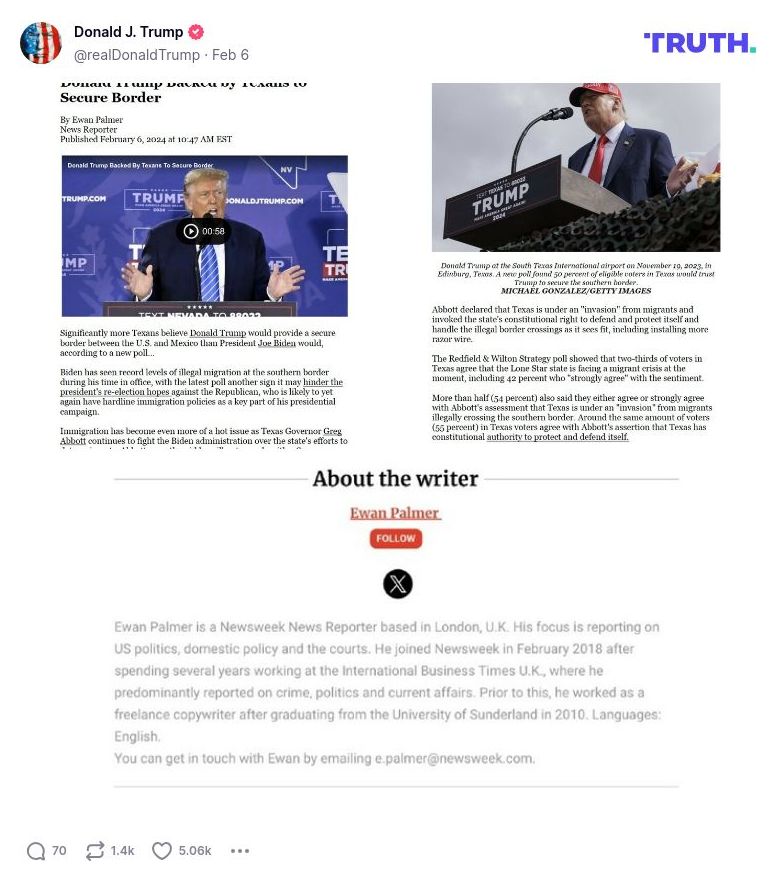 Post image from Donald Trump