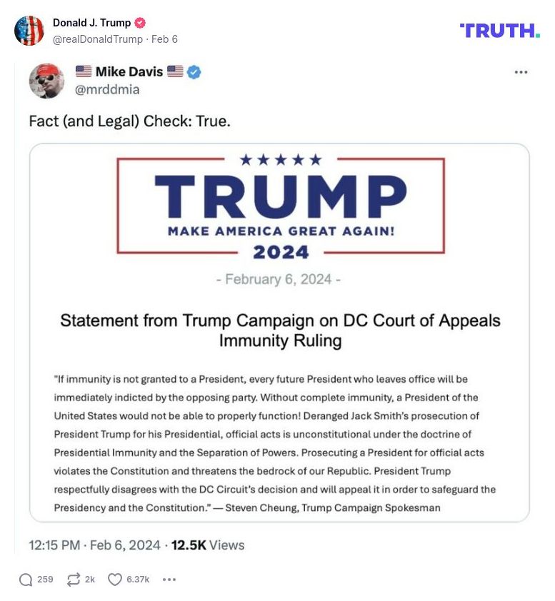 Post image from Donald Trump