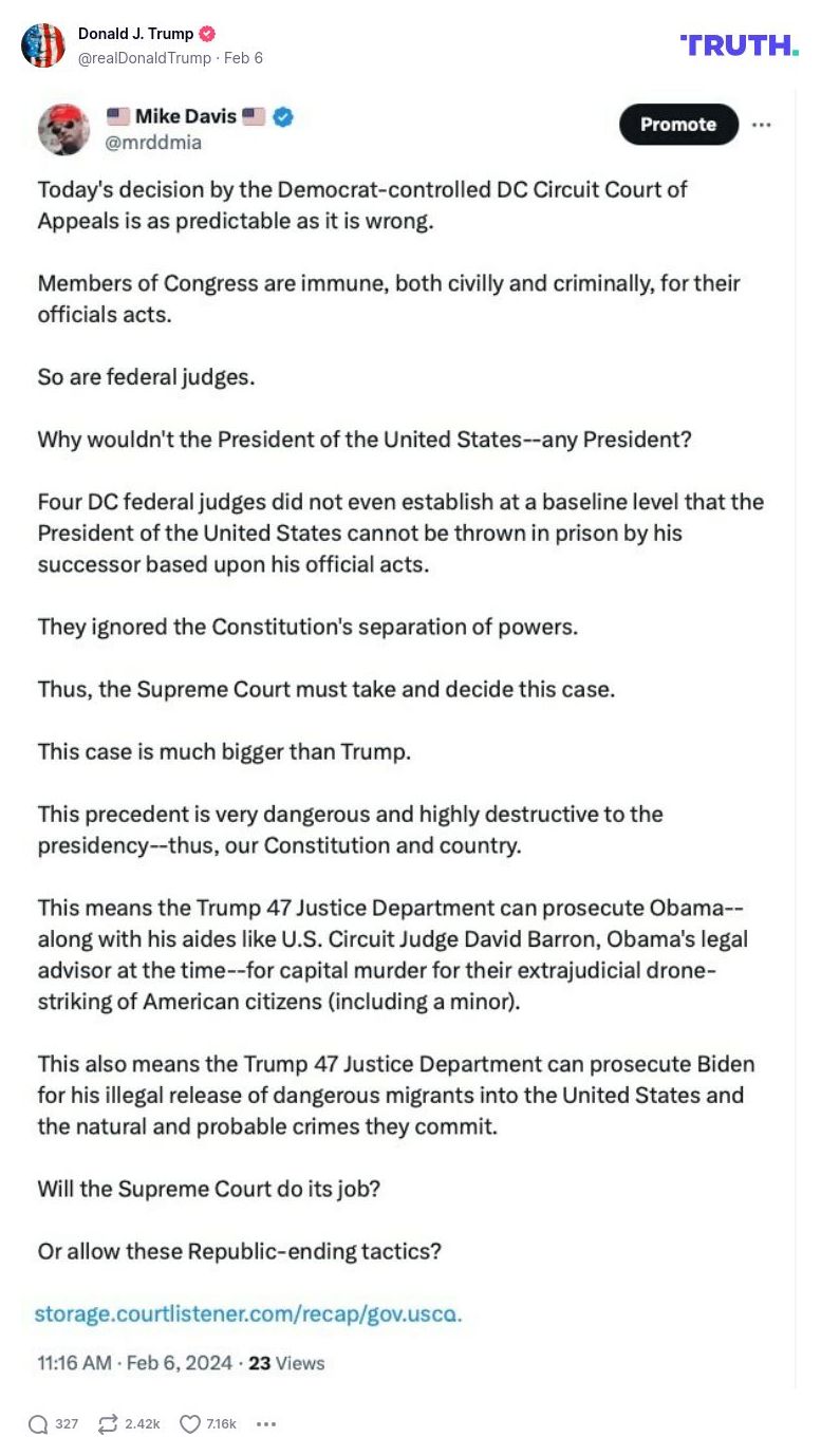 Post image from Donald Trump