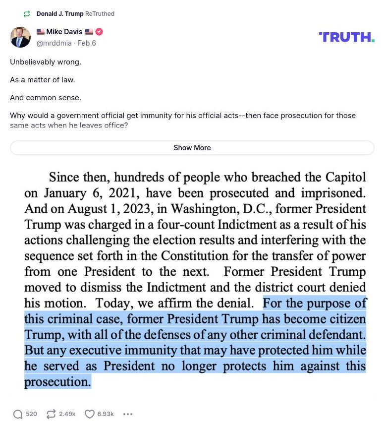 Post image from Donald Trump