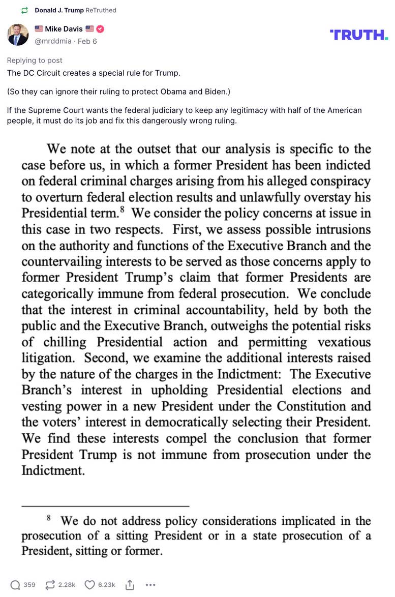 Post image from Donald Trump