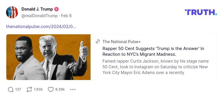 Post image from Donald Trump