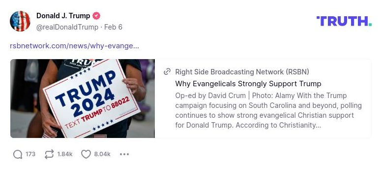 Post image from Donald Trump