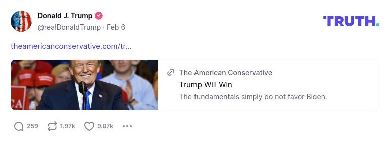 Post image from Donald Trump