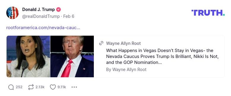 Post image from Donald Trump