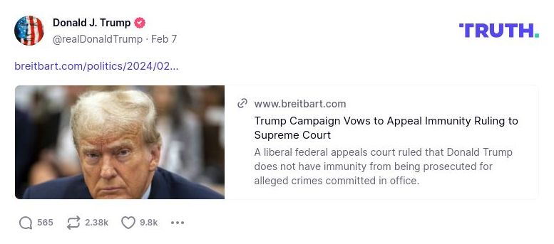 Post image from Donald Trump