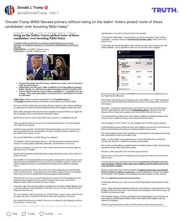 Post image from Donald Trump