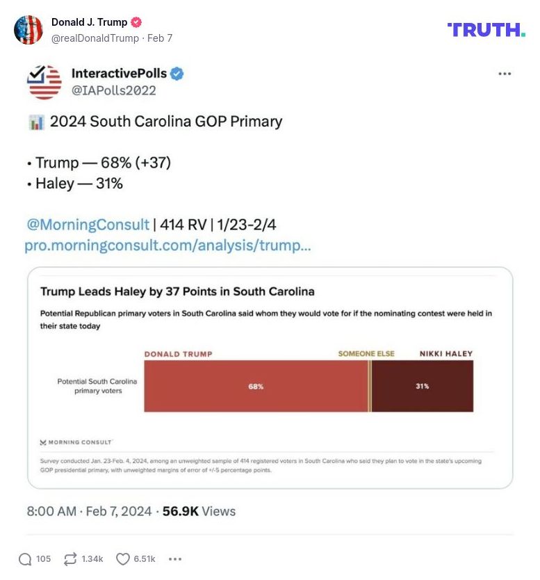 Post image from Donald Trump