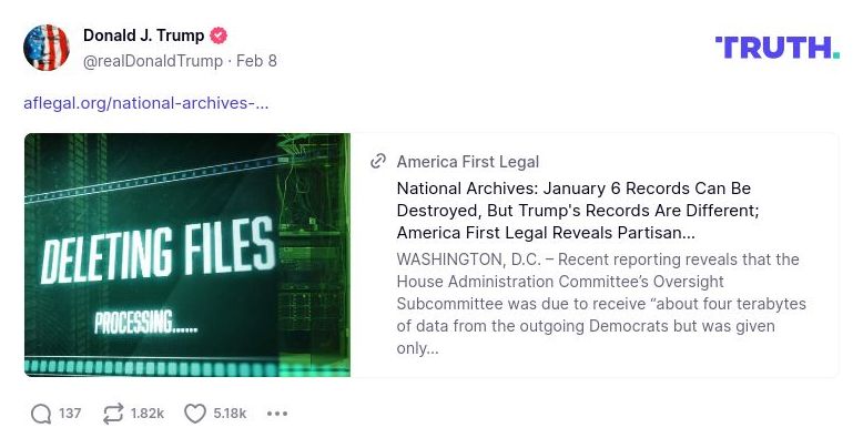 Post image from Donald Trump