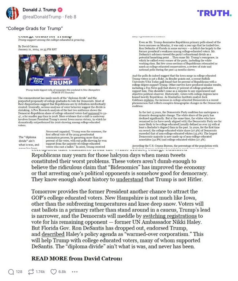 Post image from Donald Trump