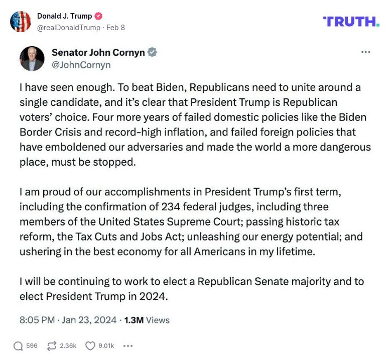 Post image from Donald Trump