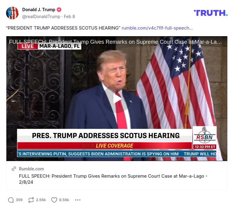 Post image from Donald Trump