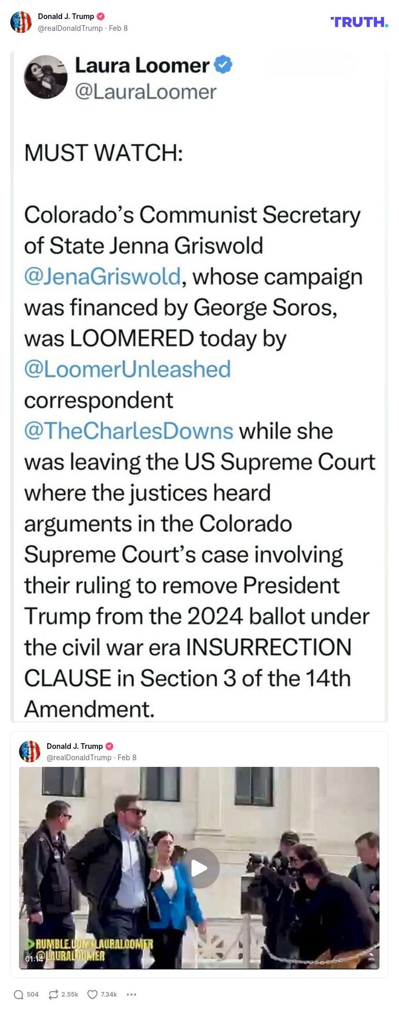 Post image from Donald Trump