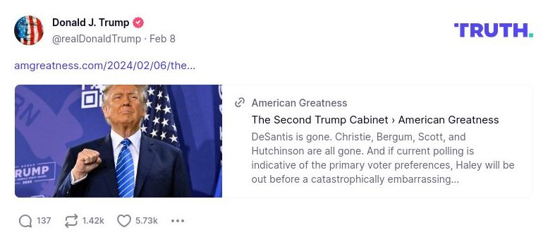 Post image from Donald Trump