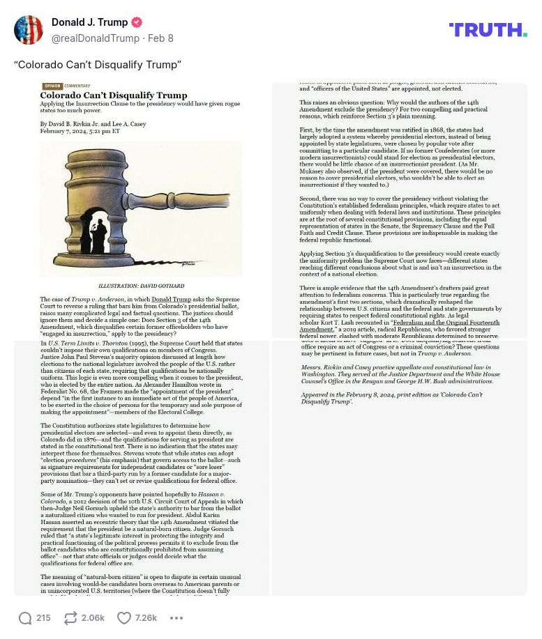 Post image from Donald Trump