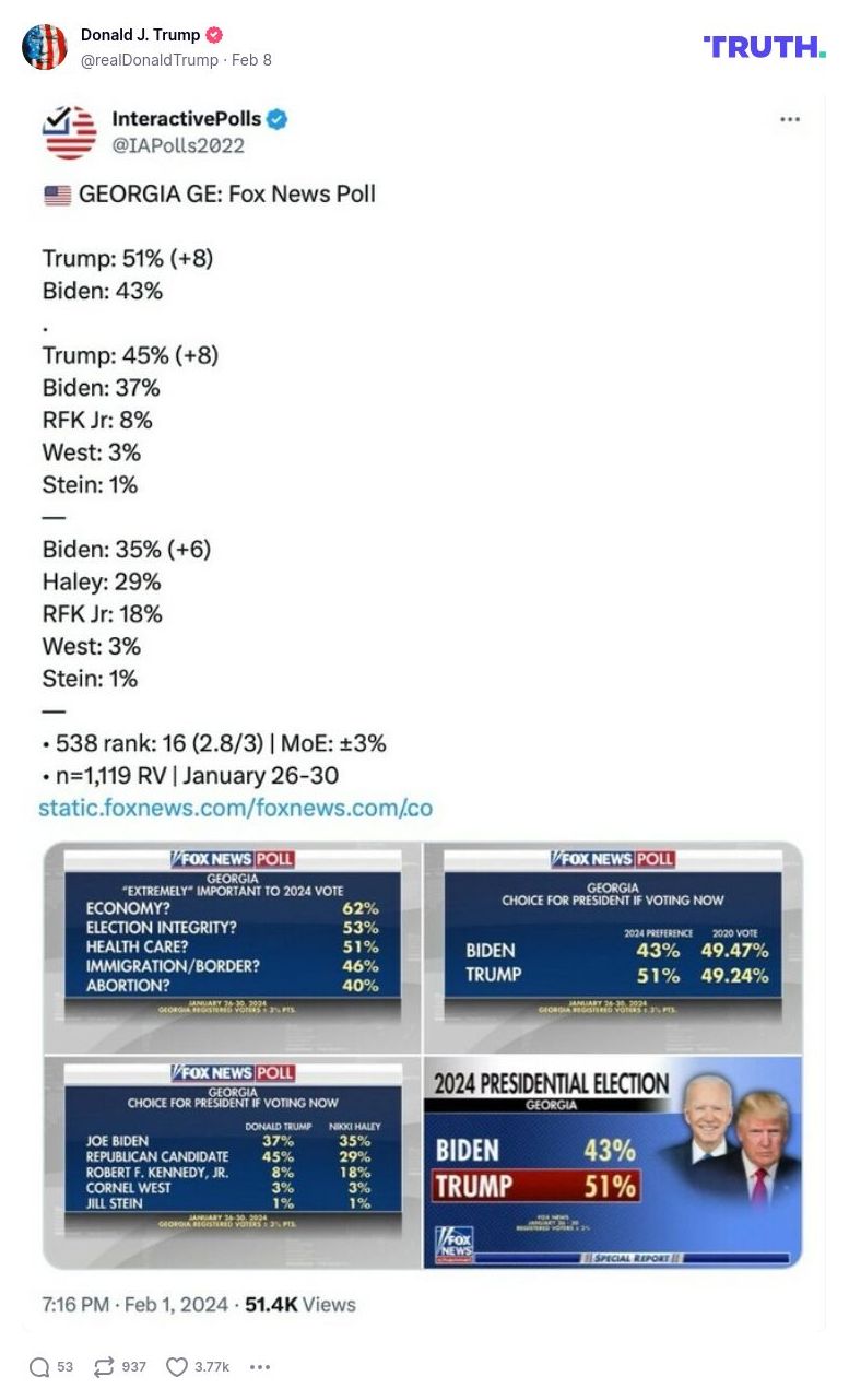 Post image from Donald Trump