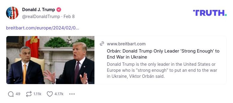 Post preview from Donald Trump