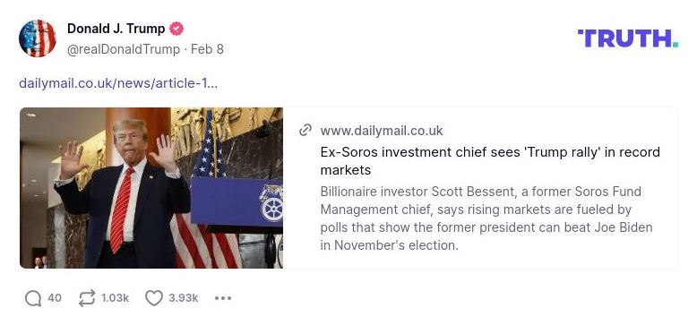 Post image from Donald Trump