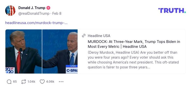 Post image from Donald Trump