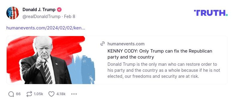 Post image from Donald Trump