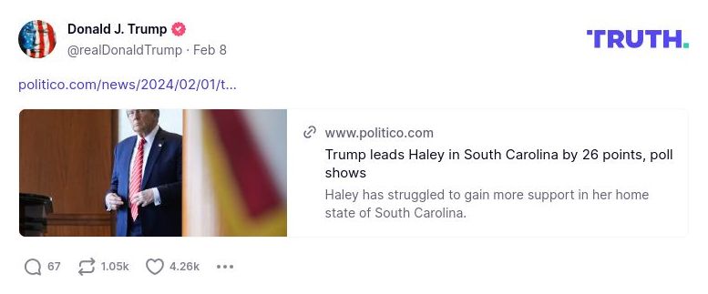 Post image from Donald Trump